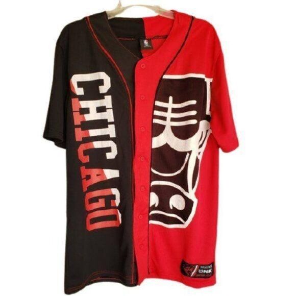 Men's Chicago Bulls Jersey NBA Authentic VTG Jersey Button Front Large NWOT - Picture 1 of 4